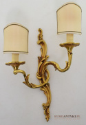 2 rokokowe kinkiety pałacowe lampki ścienne pozłacane antyki vintage retro do stylowych wnętrz