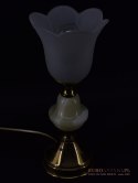 Mała lampa na stolik babcina lampka z onyksem mosiądz szkło onyx oświetlenie retro vintage