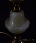Mała lampa na stolik babcina lampka z onyksem mosiądz szkło onyx oświetlenie retro vintage