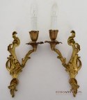 Pozłacane kinkiety barokowe rokokowe antyki ekskluzywne oświetlenie pałacowe