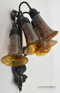 Bursztynowe kinkiety Emile Galle. Zabytkowe secesyjne lampy na ścianę do zamku pałacu dworu