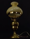 Nostalgiczna lampka mosiężna z miodowym kloszem lampa na stolik oświetlenie retro vintage