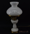 Stara biała szklana lampka klasyczna lampa na stolik babcina oświetlenie retro vintage classic