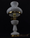 Stara biała szklana lampka klasyczna lampa na stolik babcina oświetlenie retro vintage classic