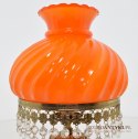 Starodawna lampa kryształowa z pomarańczowym kloszem