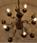 Stary żyrandol Chippendale. Lampa pająk z brązu.