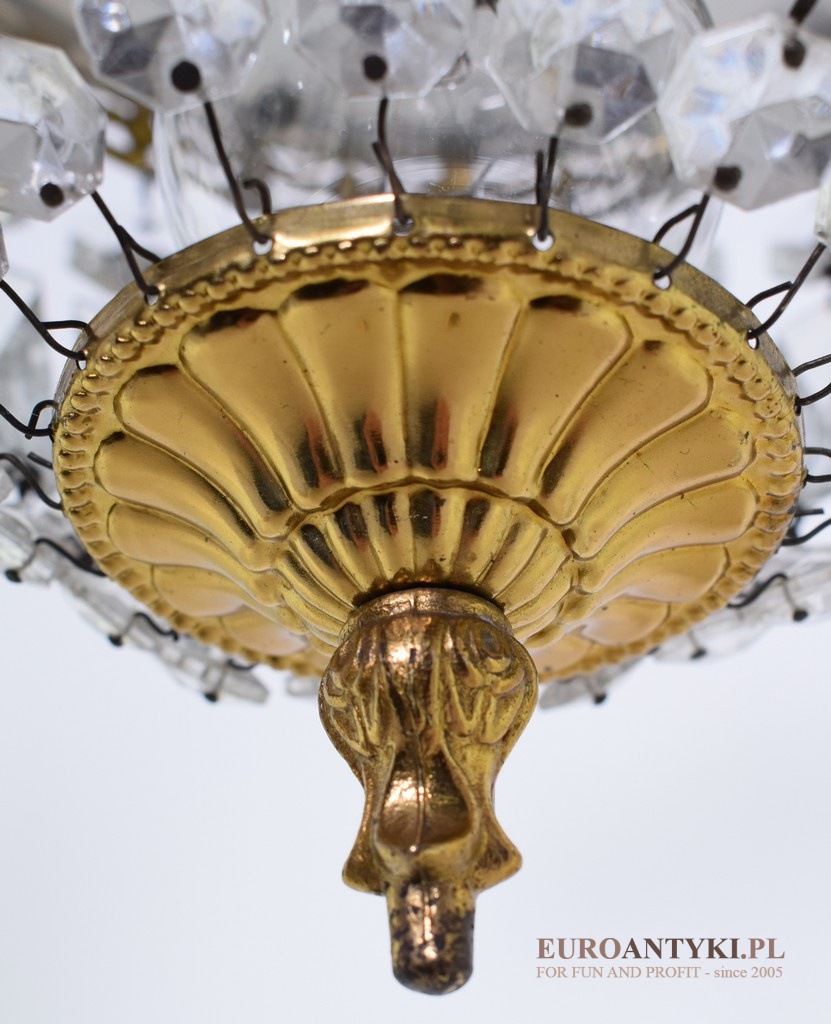 Kryształowa lampa sufitowa Belle Epoque. Antyczne lampy.