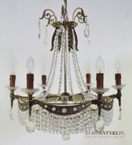 12 żarówkowy pałacowy żyrandol kryształowy z lat 1940.