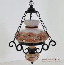 Ceramiczna lampa w góralskim stylu. Sufitowe lampy rustykalne.