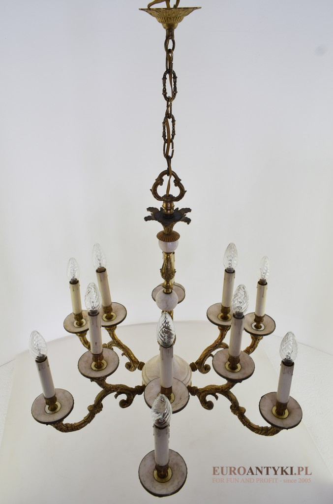Zamkowy żyrandol marmurowy z lat 1930. Antyczne lampy.