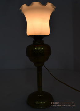 Antyczna mosiężna lampka na stolik. Lampy retro vintage.
