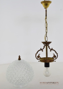 Lampa sufitowa, szkalna kula retro vintage. Lampy antyki.