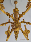 Ludwik XVI, pozłacany żyrandol pałacowy. Francuski chandelier antyk.
