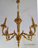 Ludwik XVI, pozłacany żyrandol pałacowy. Francuski chandelier antyk.