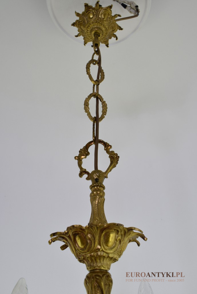 Złoty pałacowy żyrandol z brązu. Chandelier do zamku, dworu, 12 żarówkowy.