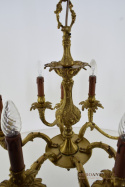 Złoty pałacowy żyrandol z brązu. Chandelier do zamku, dworu, 12 żarówkowy.