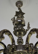 Antyczny srebrny żyradnol barokowy. Oświetlenie pałacowe.