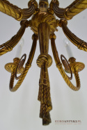Empire, antyczny żyrandol francuski z mosiądzu. Pałacowe lampy.