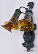 Emile Galle kinkiety bursztynowe. Antyczne lampki na ściane Art Nouveau Jugendstil Secesja