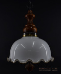 Lampy cottagecore. Rustykalna lampa wisząca z dużym kloszem.