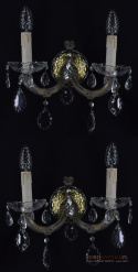 Zabytkowe kinkiety z kryształami. Lampy ścienne Maria Teresa.