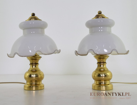 2 mosiężne lampy stołowe w stylu retro vintage. Unikatowe oświetlenie.