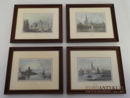 4 dekoracyjne obrazki w drewnianych ramach. Obrazy muzealne.