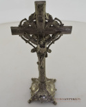 Antyczny srebrny krzyż z Jezusem Chrystusem. Antyki do kościoła.