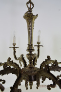Duży srebrno złoty zabytkowy żyrandol barokowy. Antyczne lampy.