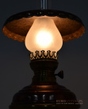 Uniaktowa lampa stołowa miedziana z lat 1900. Lampy antyki.