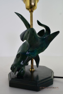 Unikatowa zielona rzeźba lampa stołowa Leonard T. Antyki.