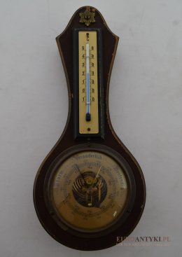 Zabytkowa stacja pogody z 1900 roku. Barometr Termometr.