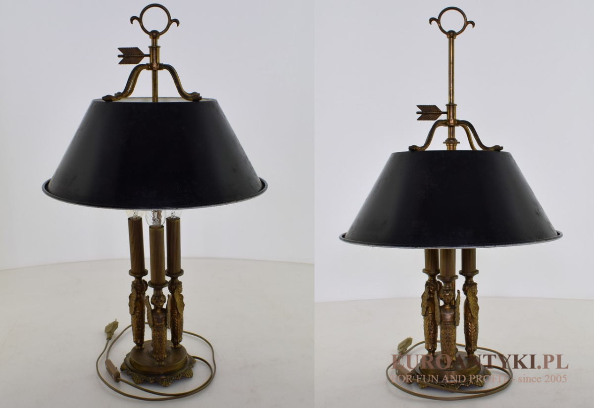 Empire, muzealna lampa gabinetowa na biurko. Antyczne lampy.