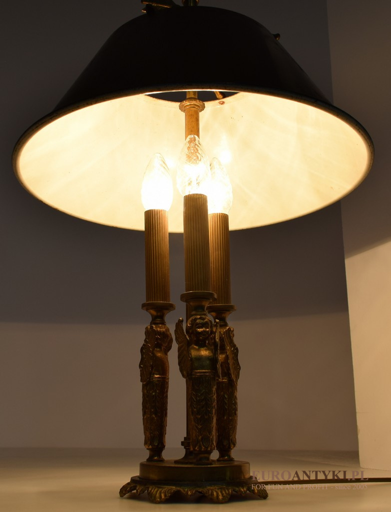 Empire, muzealna lampa gabinetowa na biurko. Antyczne lampy.