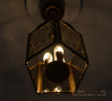 Retro, mosiężna lampa wisząca PENTAGONALNA. Lampy antyki.