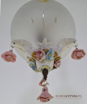 Ceramiczna lampa sufitowa różyczki. Lampy antyczne BASSANO CERAMICS ITALY