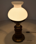 Duża rustykalna lampa stołowa z kloszem. Lampy retro.