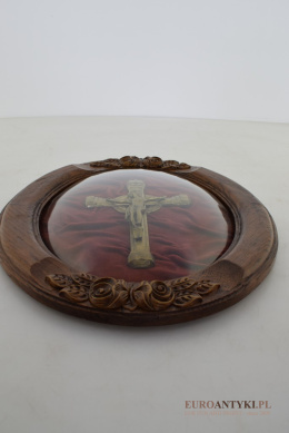 Muzealny obraz Jezus Chrystus pod owalnym szkłem. Antyki