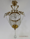 Muzealny, smukły żyrandol kryształowy z lat 1930. Lampy antyki.