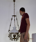 Rustykalna lampa sufitowa do wysokiego pokoju. Cottage lamps.
