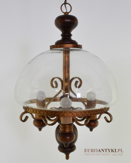 Rustykalna lampa szklany bąbel. Oświetlenie cottage rustyk.