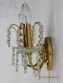 Złoty kinkiet retro z kryształami. Unikatowe lampy.