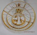 Duży złoty kryształowy żyrandol Swarovski. Lampy retro.