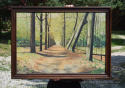 XL Duży obraz na płótnie, droga przez las. Stare obrazy.