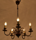 Żyrandol retro, vintage z brązu i drewna. Unikatowe lampy.