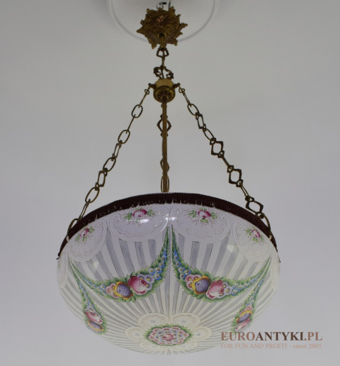 Antyczna ampla. Zabytkowy żyrandol secesyjny, Art Nouveau, Jugendstil.