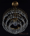 Mały retro żyrandol wiszący z kryształami. Lampy antyki.