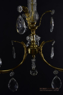 Piękny pałacowy mosiężny żyrandol 3 ramienny z kryształami.