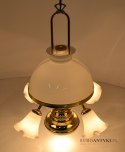 Rustykalna złota lampa sufitowa retro, vintage. Lampy antyki, cottagecore.