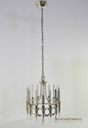 Srebrny retro żyrandol kryształowy z lat 1960. Lampy space age, bauhaus.